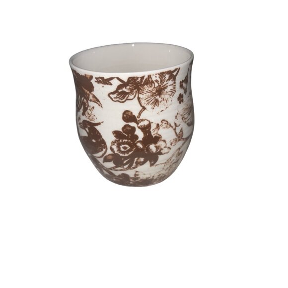 Anthropologie Monogram W/blue “R” Mug w/ Brown Flower Background Cup Coffee Tea - Picture 1 of 6
